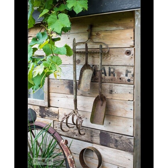 Shovel & Metal Rake Rustic Farmhouse Base Decor 2 Piece Set Cottagecore - Picture 2 of 7